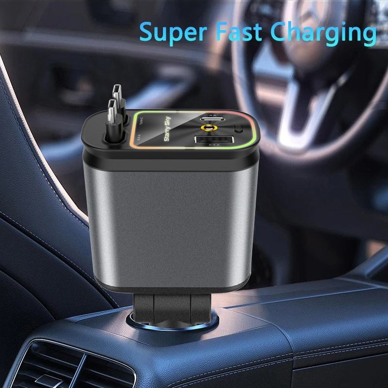 4 in 1 Retractable Smart Car Charger ( with Starlight Roof )