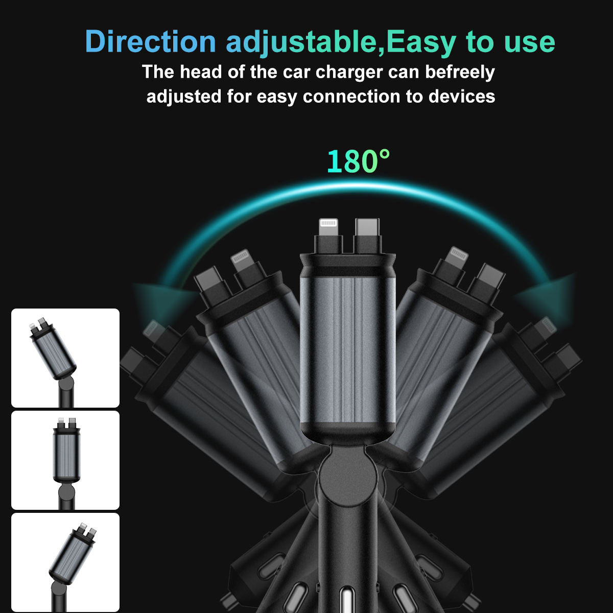4 in 1 Retractable Smart Car Charger ( with Starlight Roof )