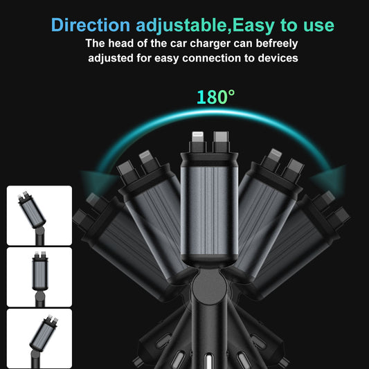 4 in 1 Retractable Smart Car Charger ( with Starlight Roof )