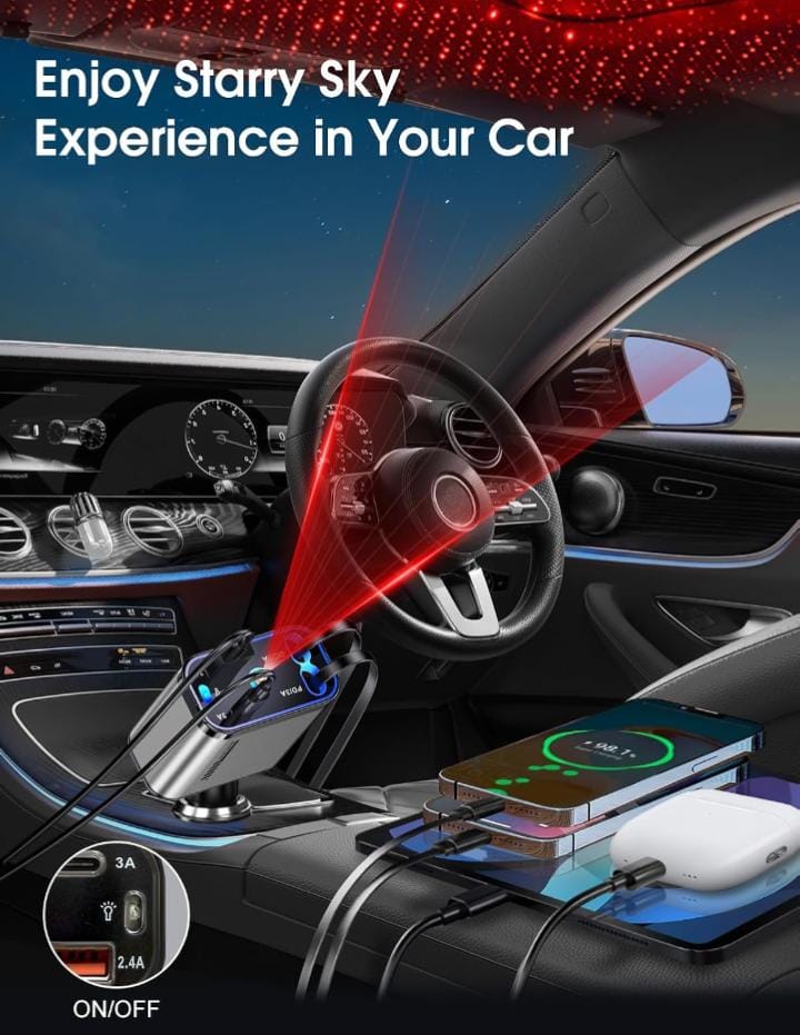 Premium Quality 4 in 1 Retractable Car Charger with Starlight Roof Light