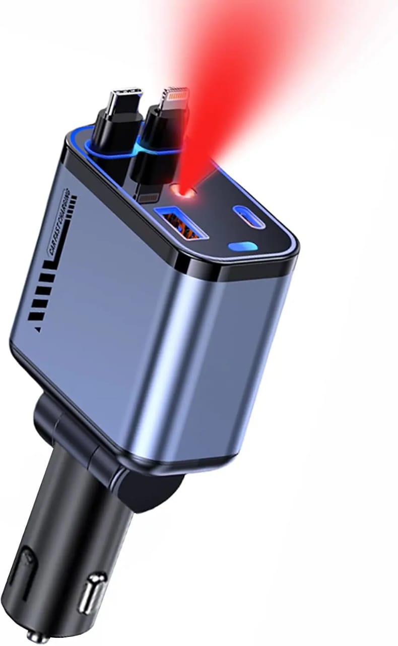 Premium Quality 4 in 1 Retractable Car Charger with Starlight Roof Light