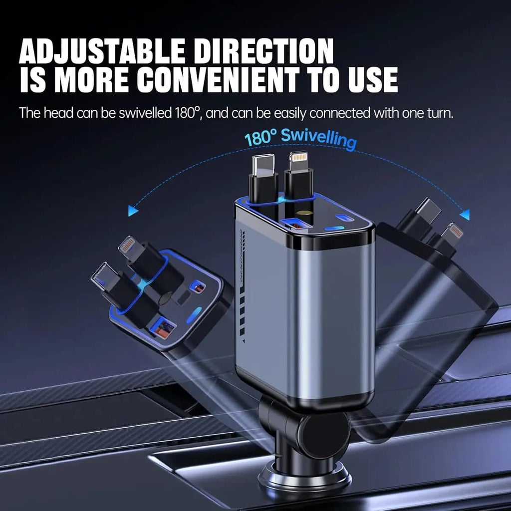 Premium Quality 4 in 1 Retractable Car Charger with Starlight Roof Light