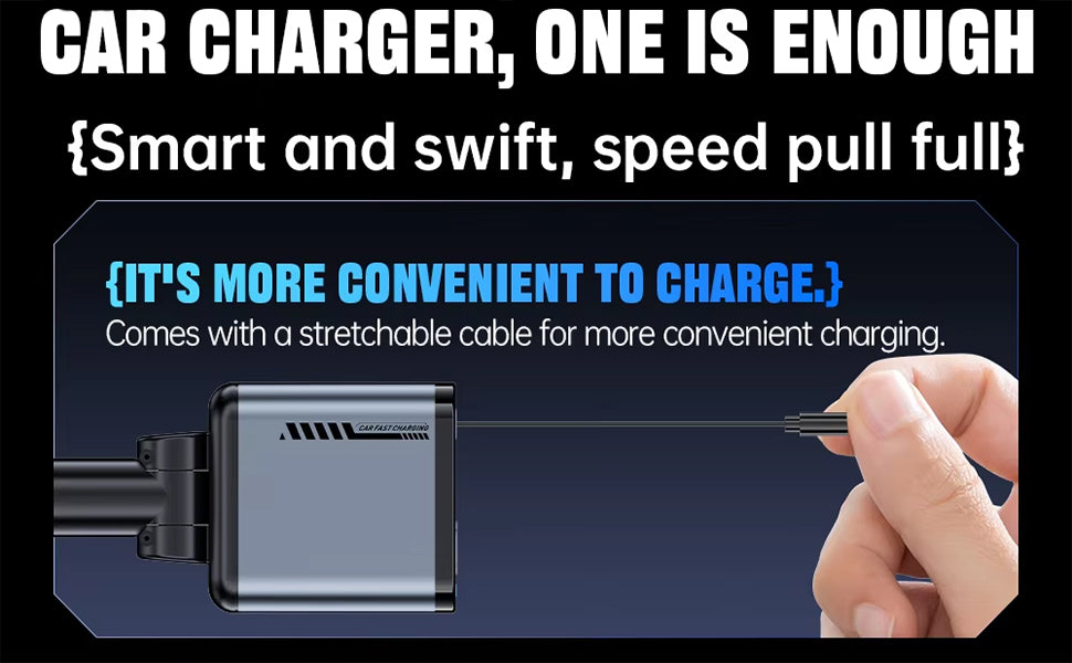 Premium Quality 4 in 1 Retractable Car Charger with Starlight Roof Light
