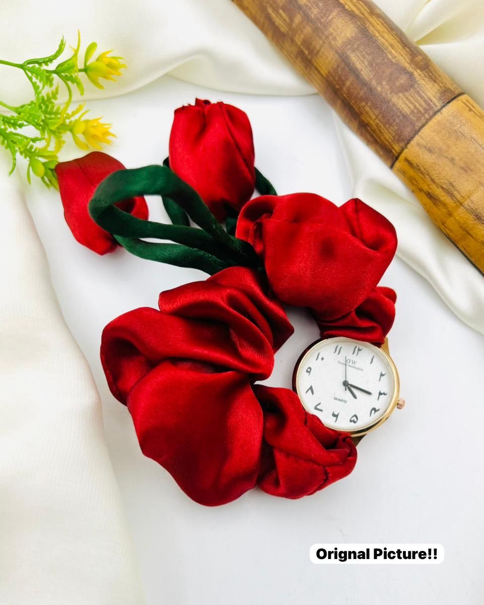 Rose Style Ladkan Scrunchie Watch (For Her) 💓